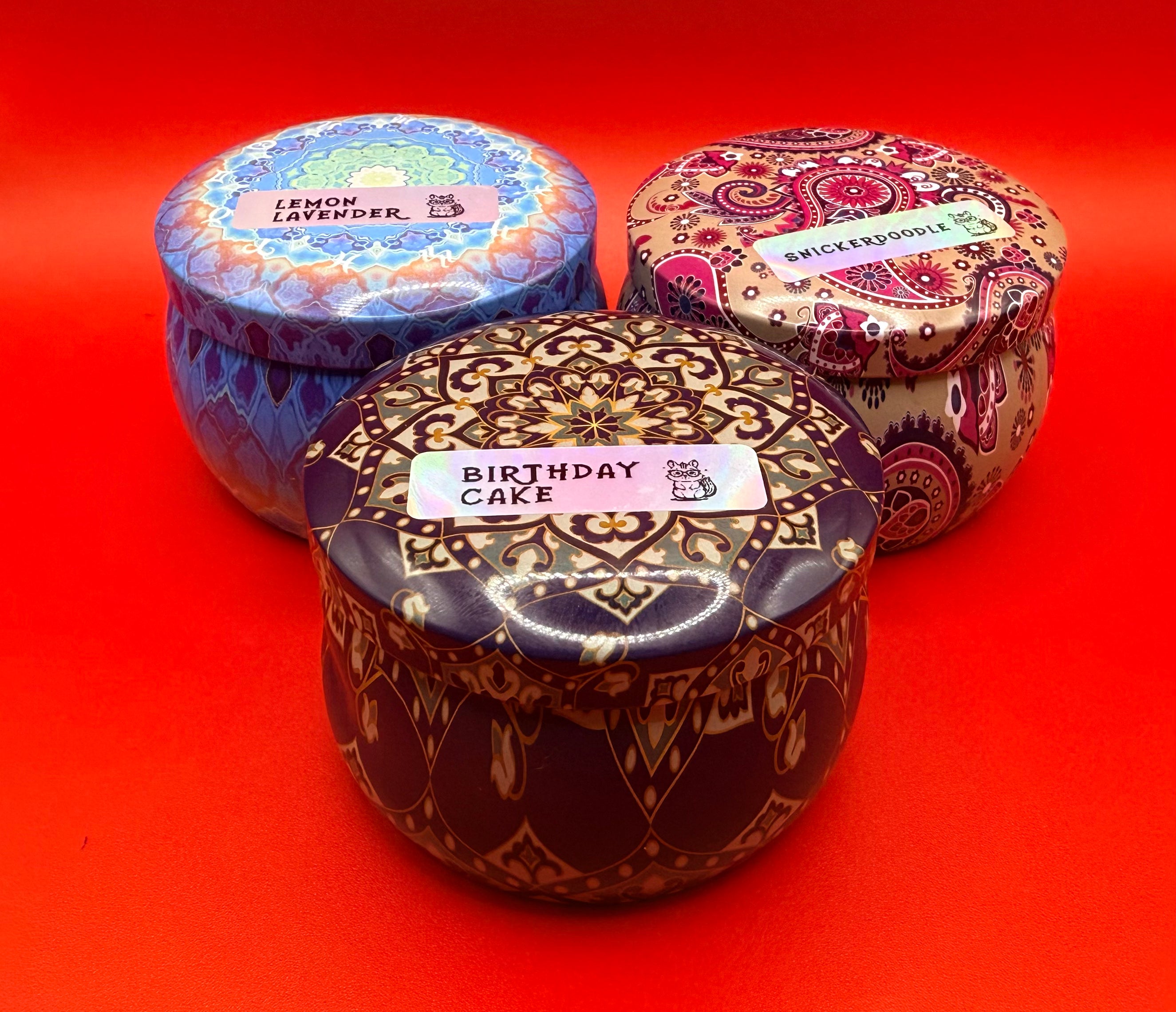 Apple pumpkin butter scented candle in a decorative tin or jar, optional color